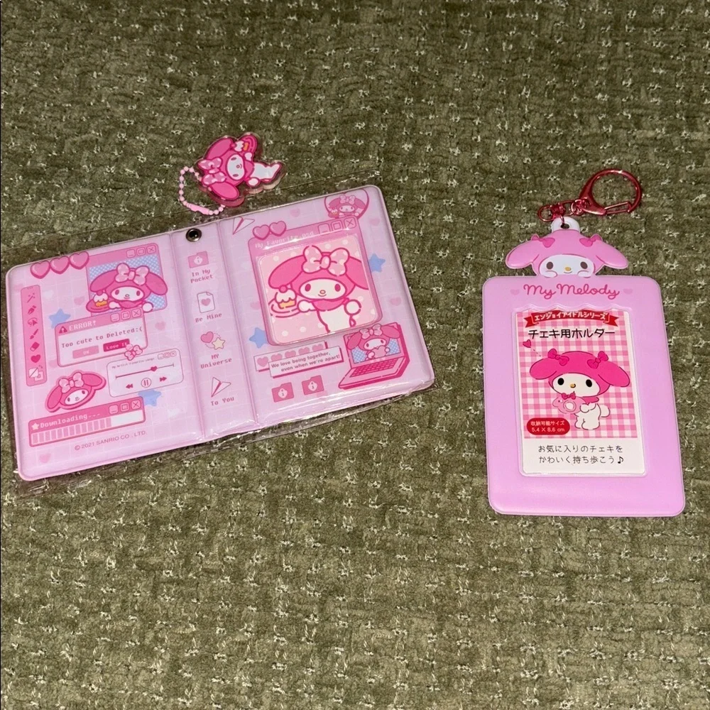 Kawaii Keychain My Melody ID Card Holder Mini Kpop Pocket Photo Card Album Anime
